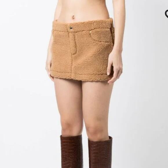 Retrofete Amelio Teddy Mini Skirt Brown Size Large NWT - Picture 2 of 11